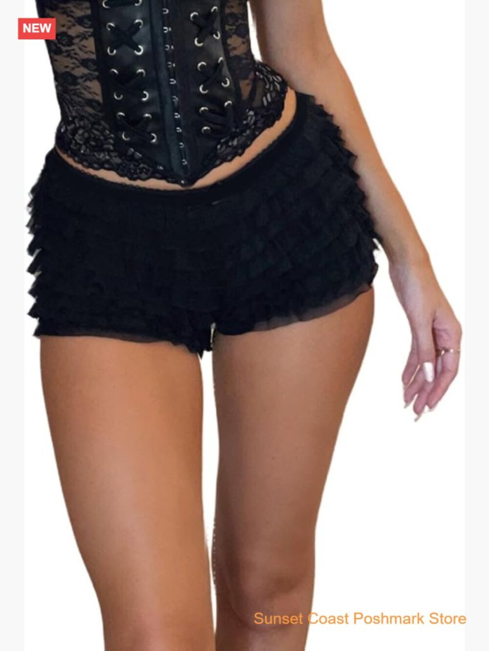 Lace Trim Layered Ruffle Lolita Bloomer Sexy Boy Shorts Y2k Bubble Frilly